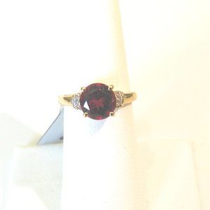 Genuine African Red Garnet Solid 10K Gold Ring